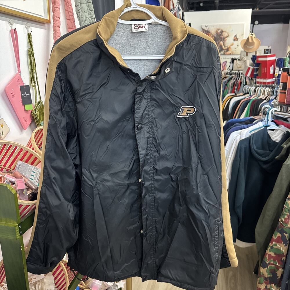 Vtg 90s Red Oak Purdue Boilermakers Fleece Lined Windbreaker Jacket Men's Large